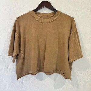 Free People FP Movement Tan Women's Top cropped boxy size large trendy